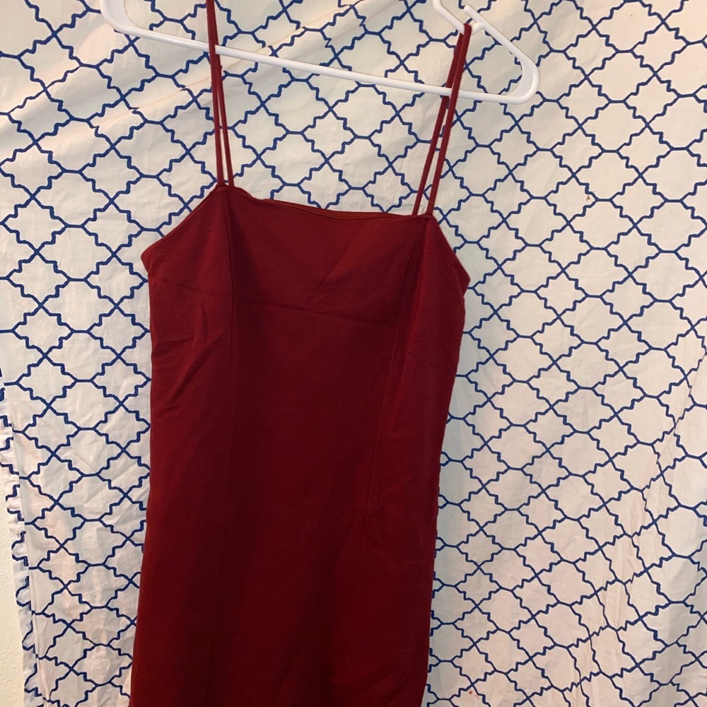 dark red skin tight dress